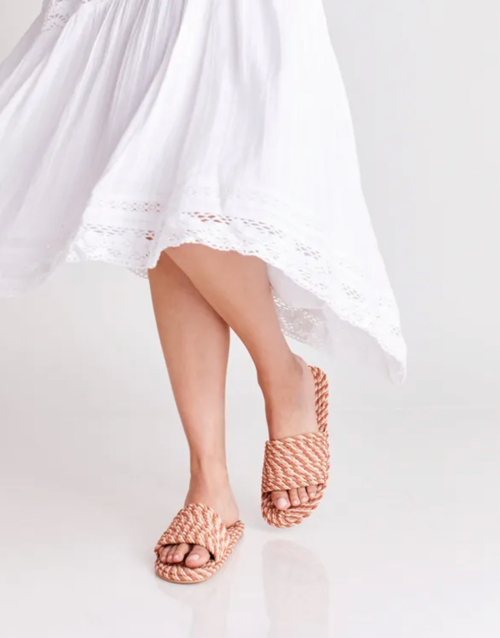 SALT + UMBER - SUNNY- NATURAL DESERT vegan fabric rope slide sandal