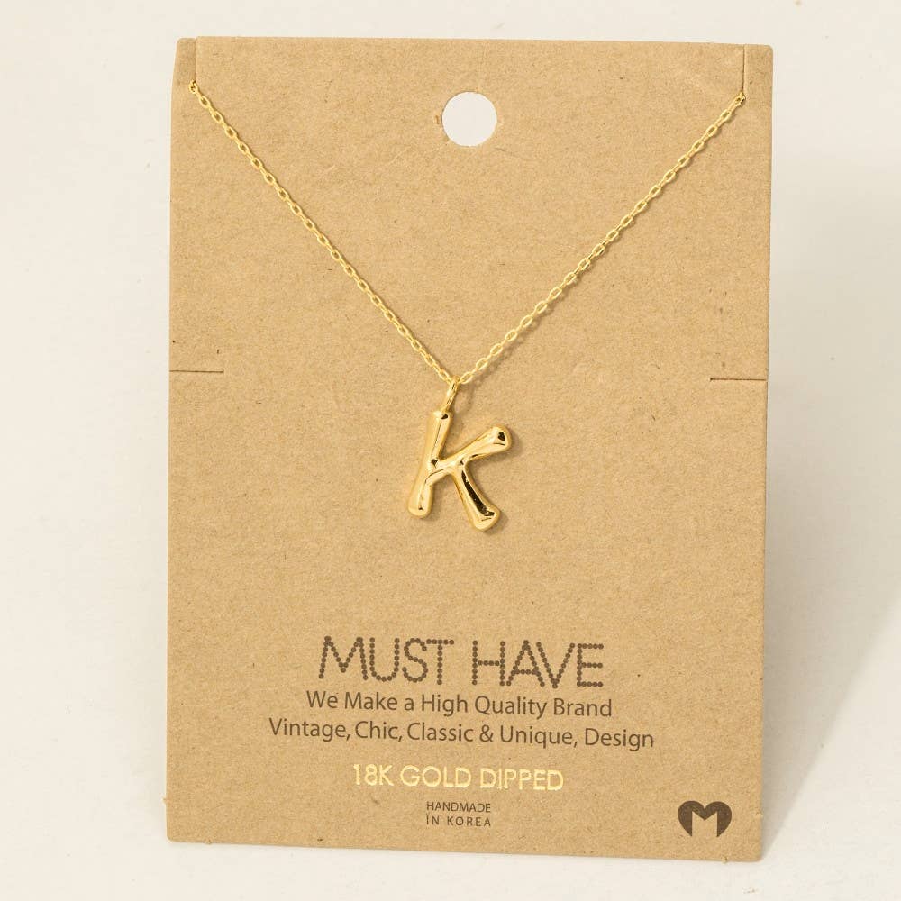 Fame Accessories - Gold Dipped Bubble Letter Pendant Necklace