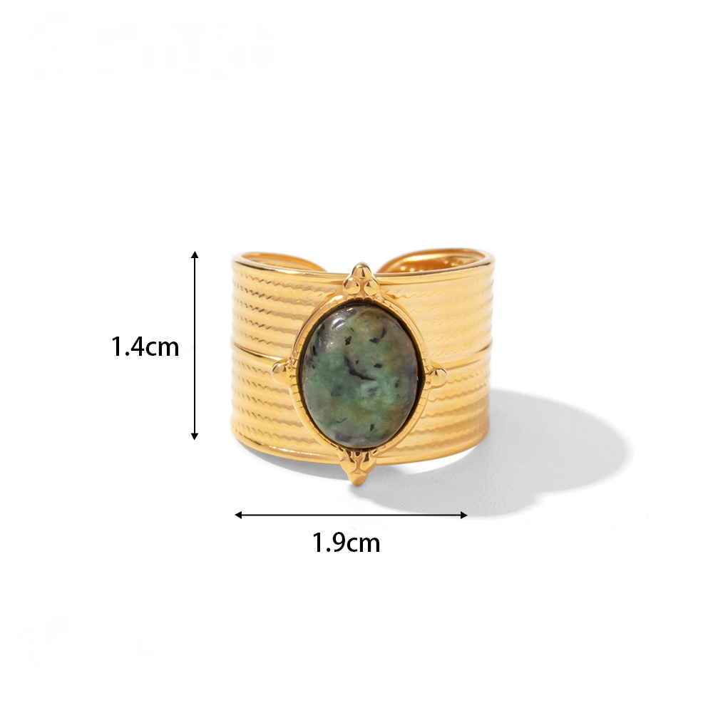 Mio Queena - 18K Gold-plated Stainless Steel Inlaid Stone Rings - FGS/CS
