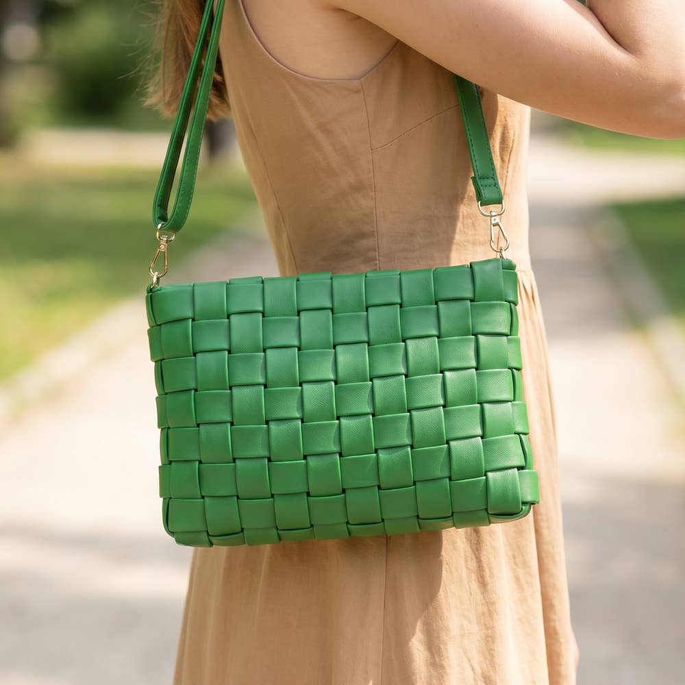 Collections by Fame Accessories - Woven Vegan Leather Wristlet Clutch Bag