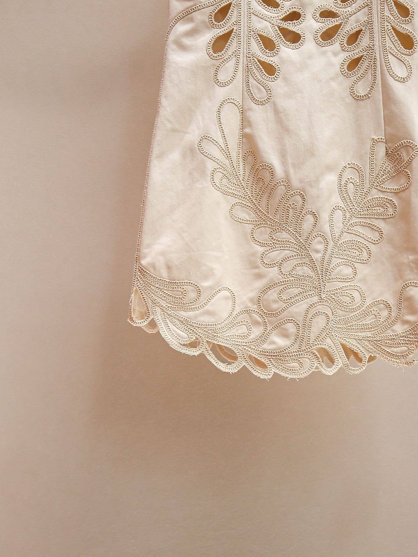 Embroidered Sleeveless Dress with Scalloped Hem