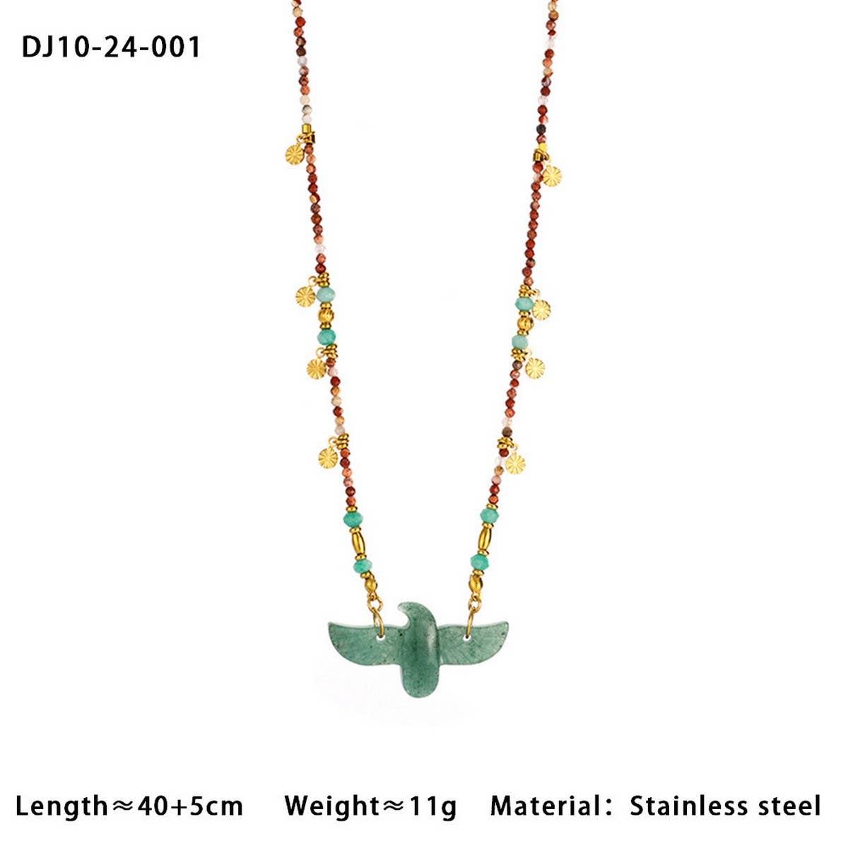 ACCITY - High-End Eagle Beaded Natural Stone Necklace_CWMM7542