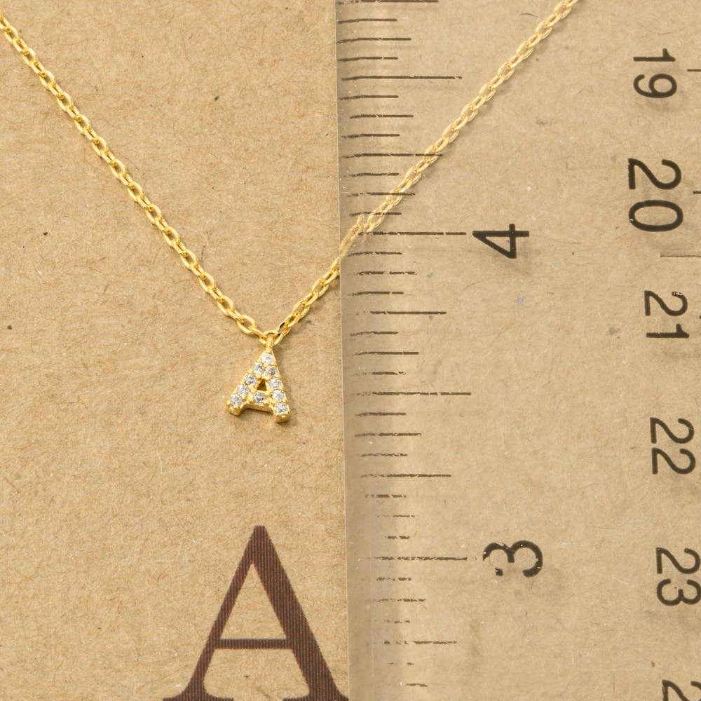 Fame Accessories - Mini Rhinestone Initial Necklace
