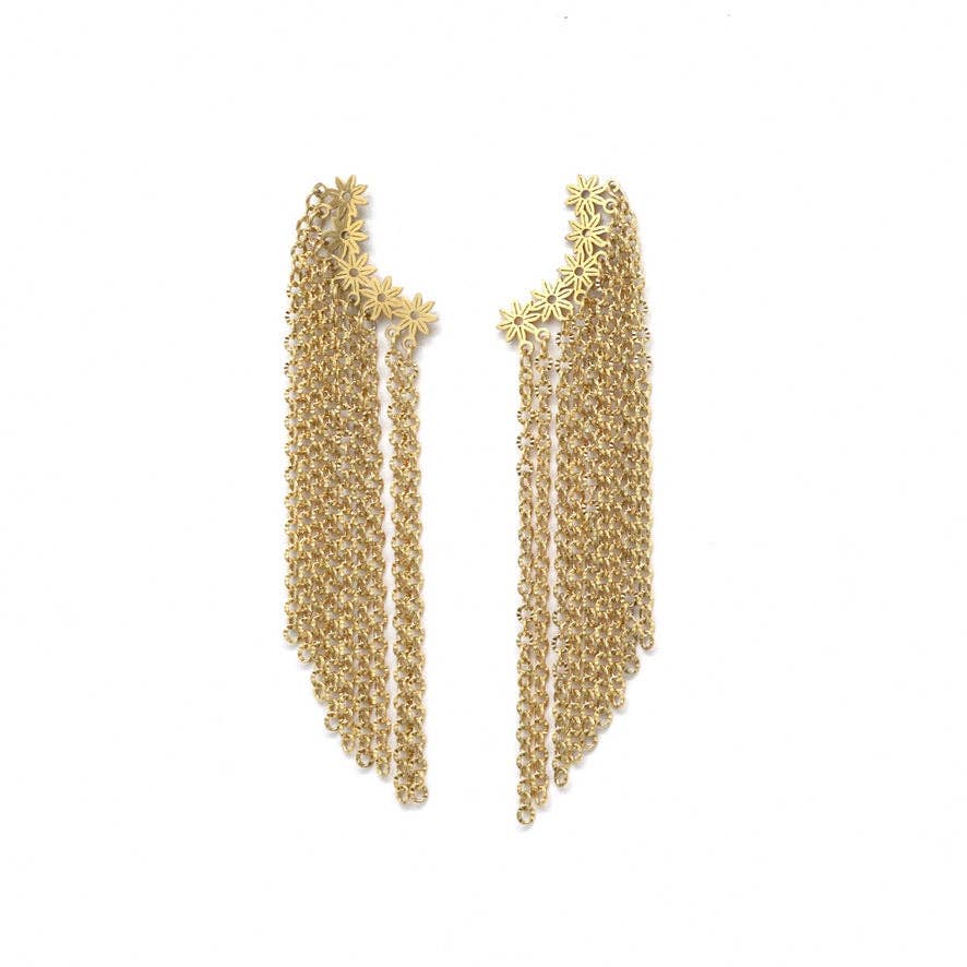 LIZOU - Fringe Dangle Half Moon Earrings -French Flair Collection