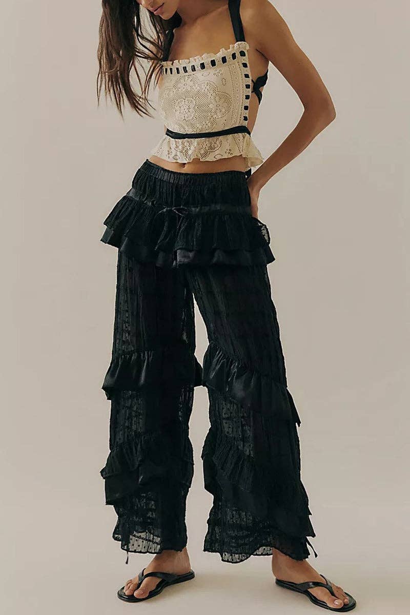 Soli Echo - Ruffled Layered Casual Pants