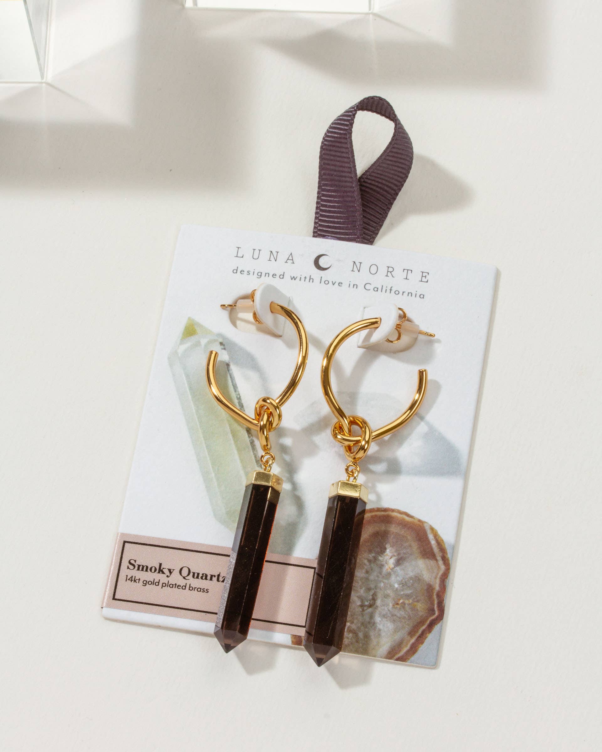 Smoking Point Hoop Earrings- Smoky Quartz