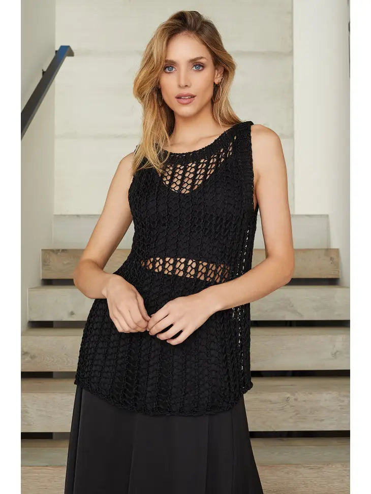 VISCOSE METALLIC CROCHET TANK TOP
