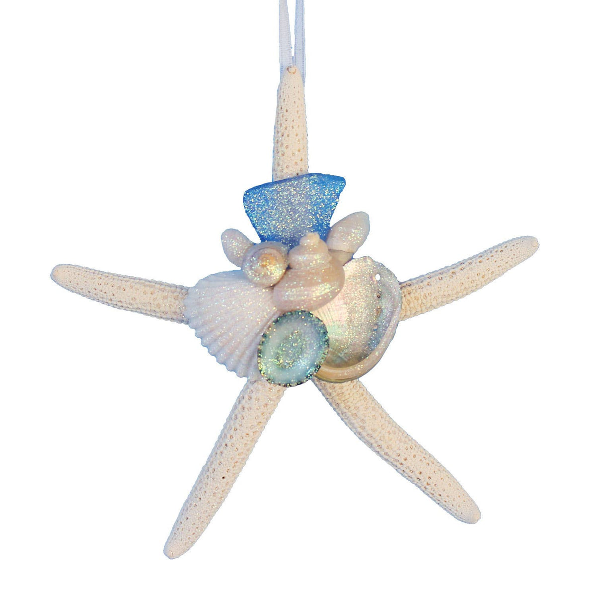 California Seashell Company - Sea Glass White Finger Starfish Collage Ornament