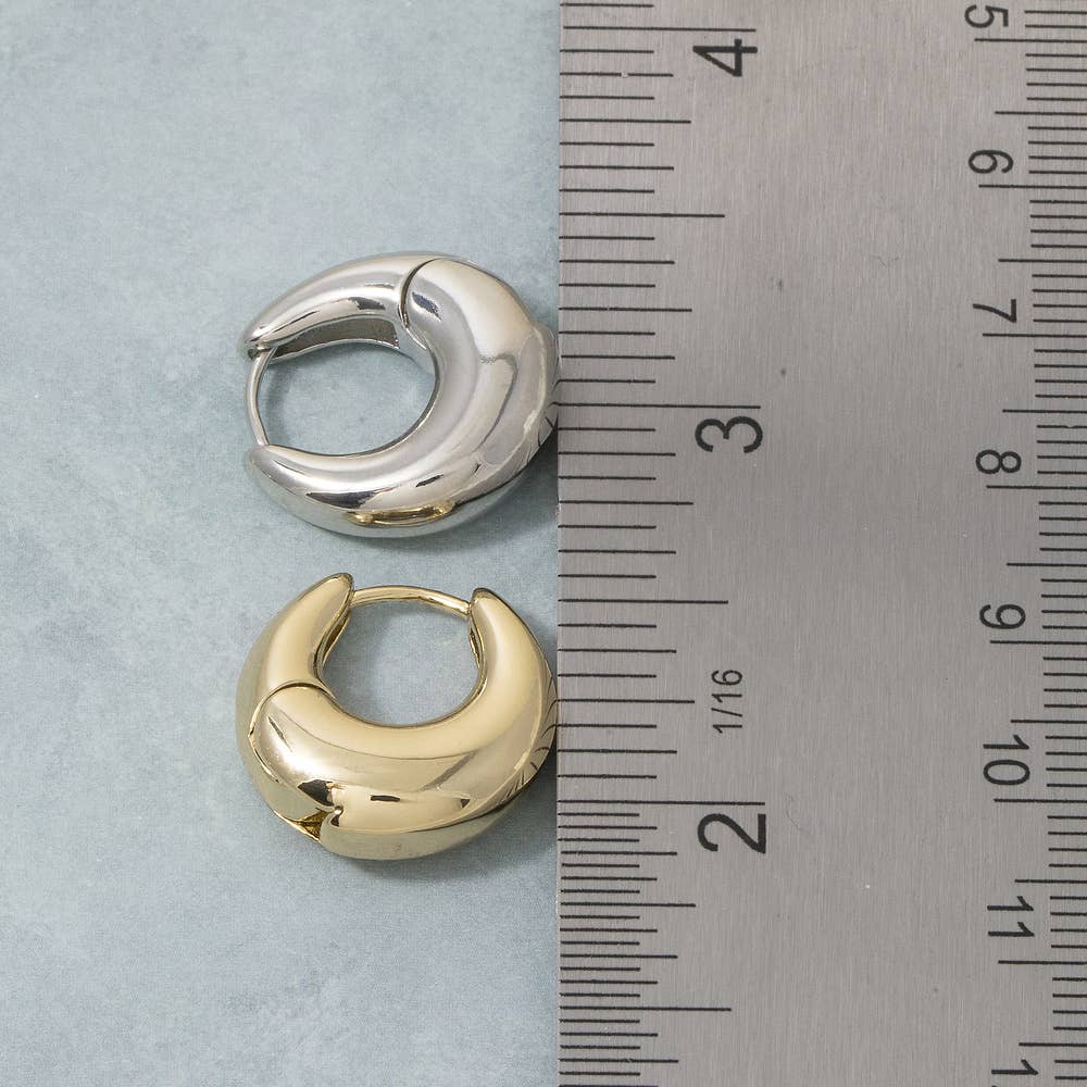 Fame Accessories - Gold Dipped Chunky Dome Huggie Hoop Earrings
