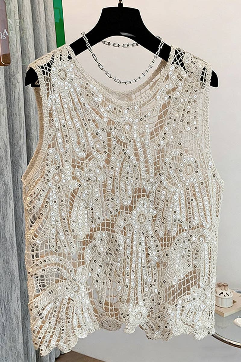 Mccolin - Crochet Embellished Tank Top