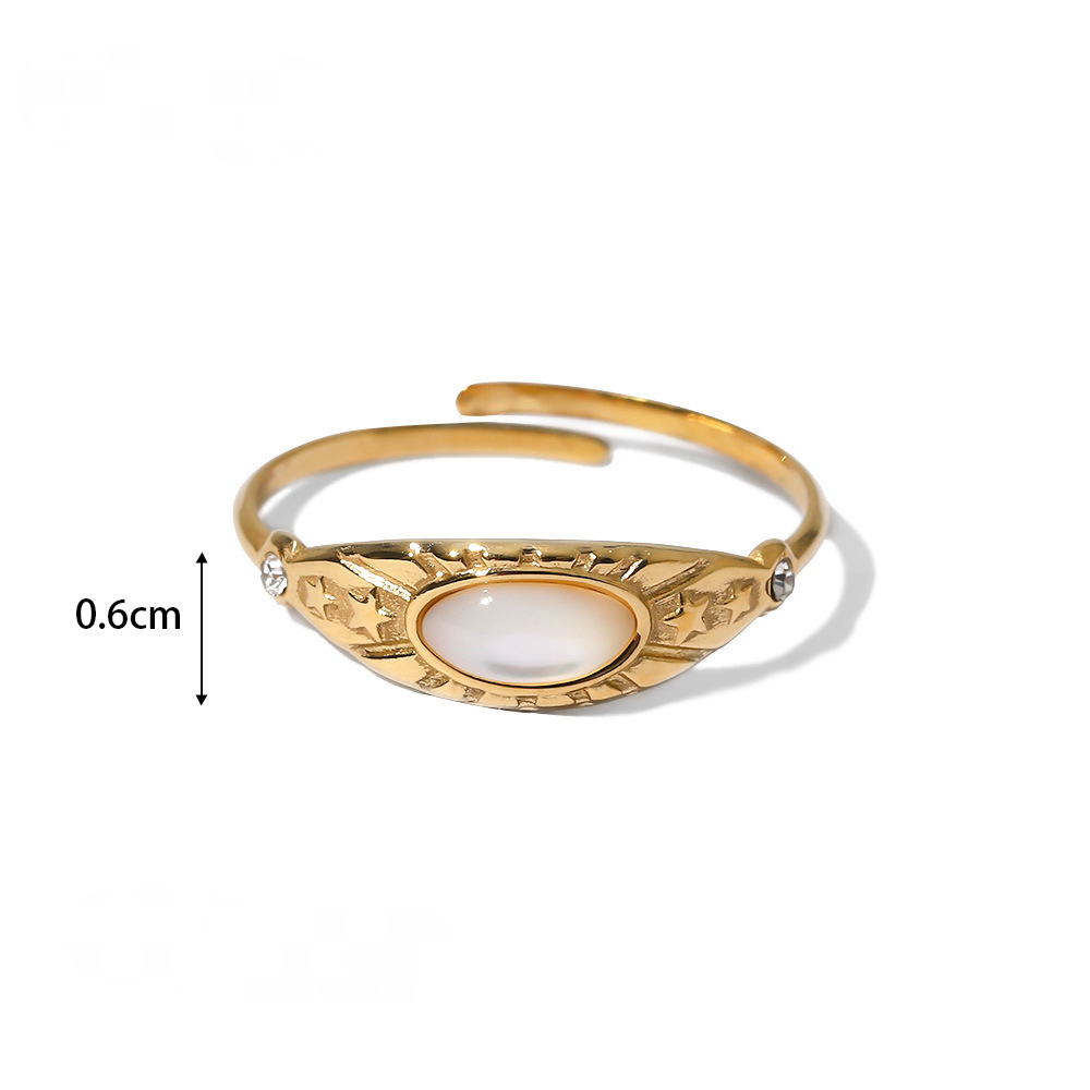 Mio Queena - 18K Gold-plated Stainless Steel Inlaid Stone Rings - FGS/CS