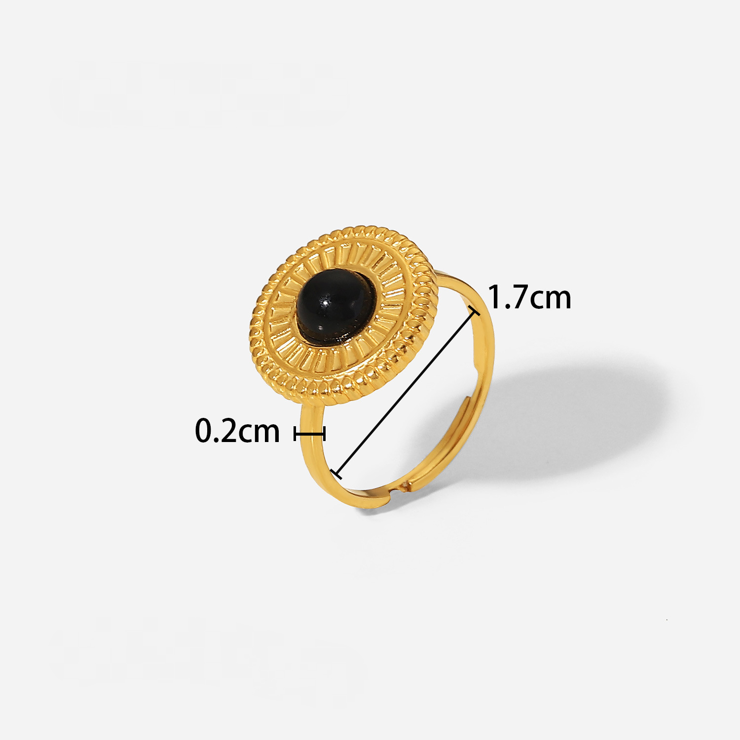 Mio Queena - 18K Gold-plated Stainless Steel Inlaid Stone Rings - FGS/CS