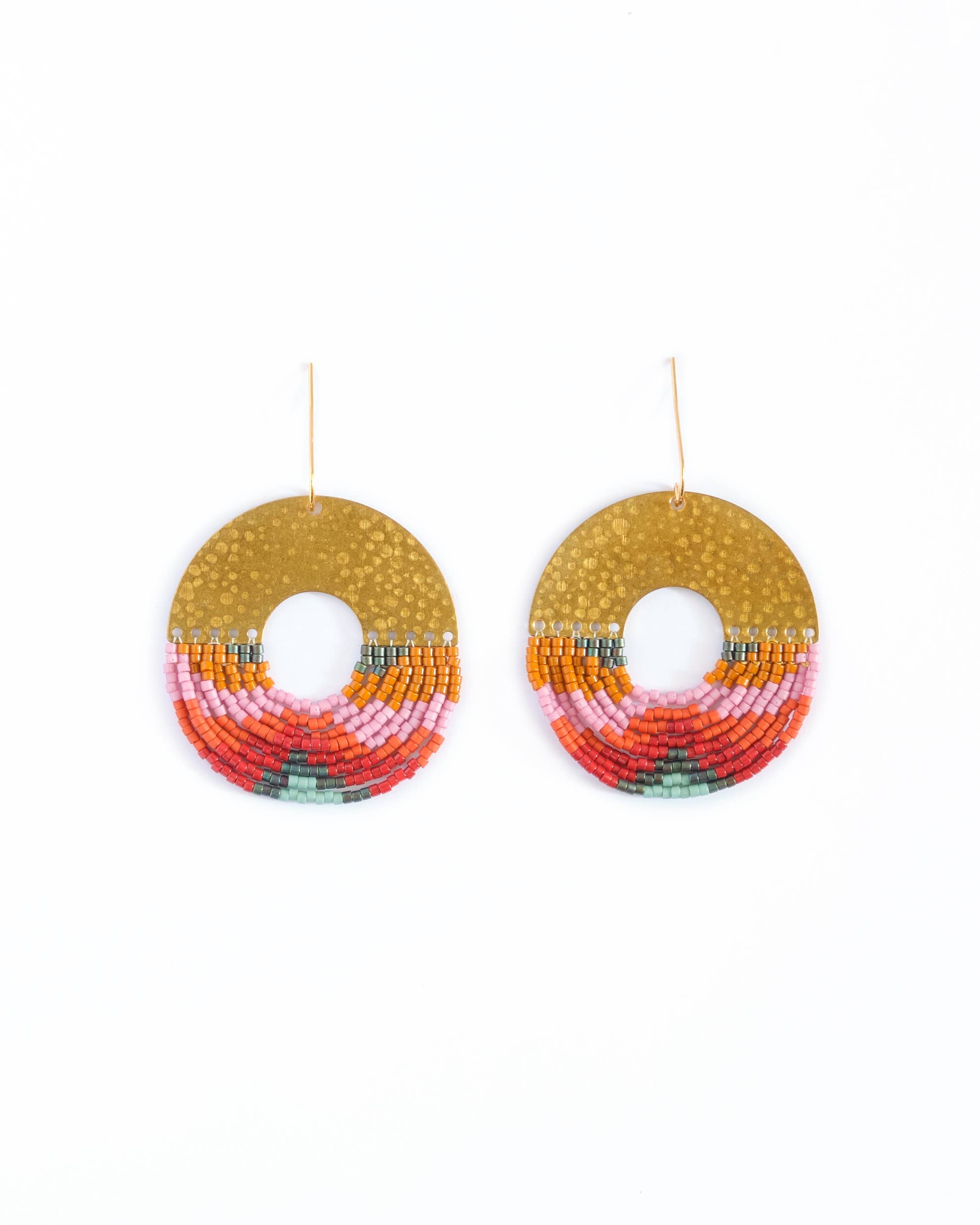 Mayana Designs Co - Beaded Handwoven Organic Circular Fringe Earrings (Lilac)