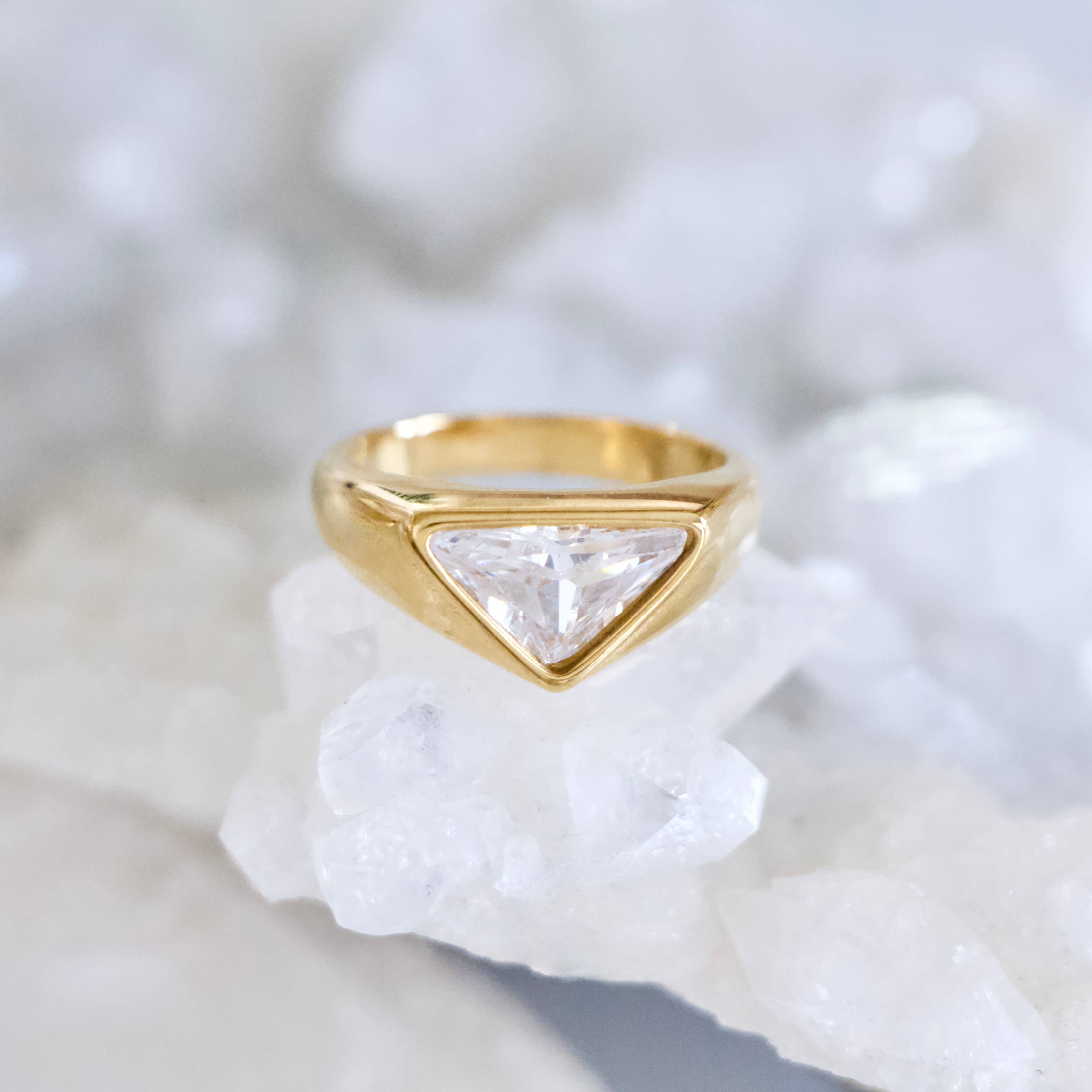 Mesa Blue - CZ Triangle Ring - Waterproof