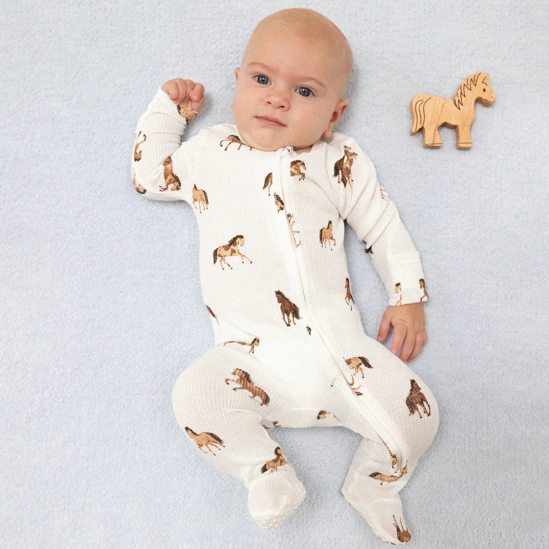 Mini Horses 2 Way Zipper Footie