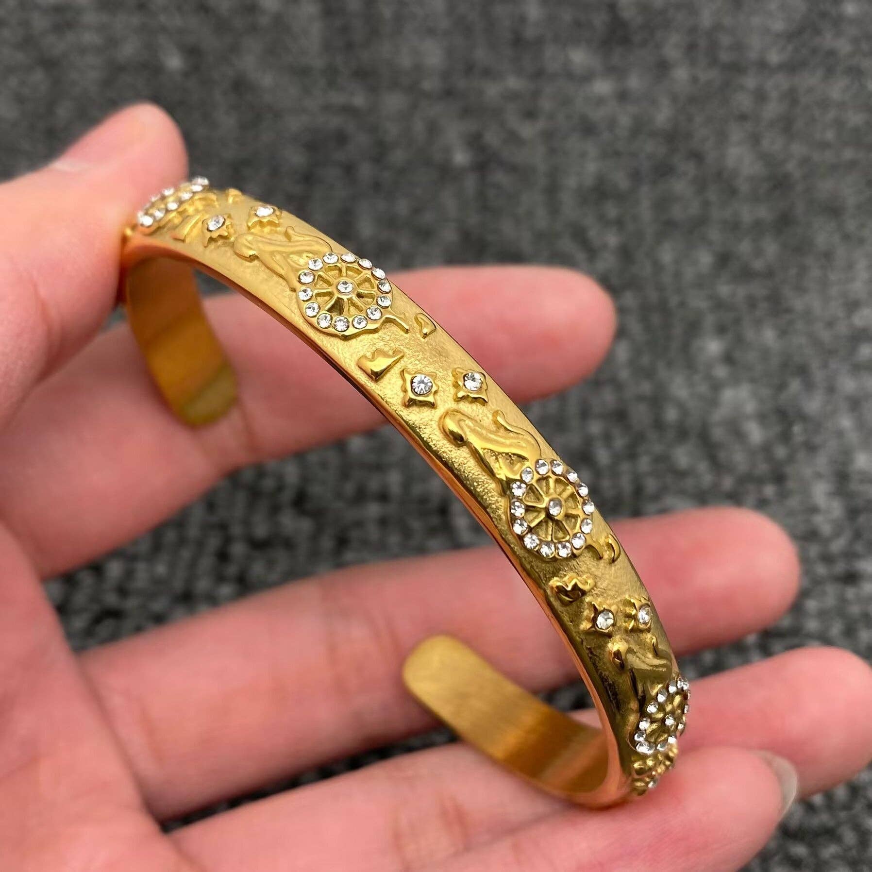 Surprise Tarot Style 18K Gold Plated S.Steel Cuff Bangle