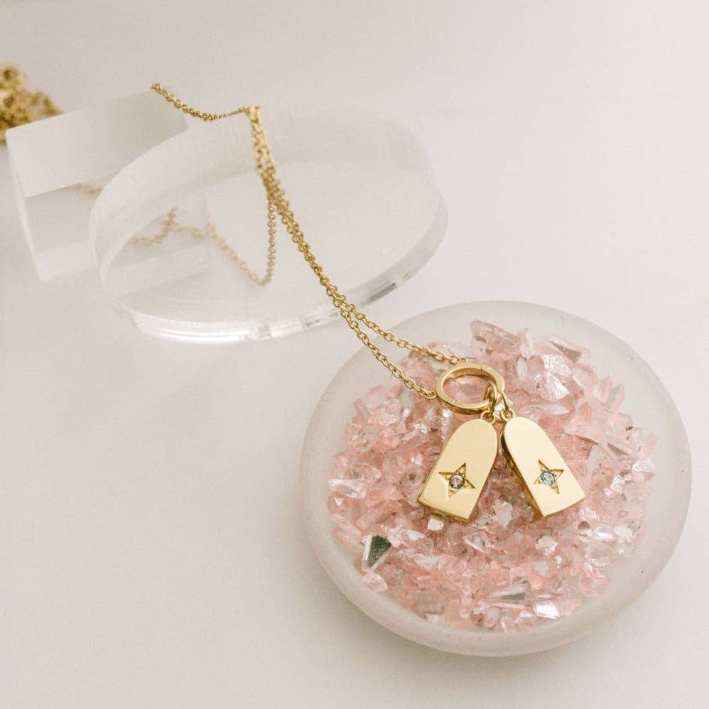 Birthstone Charm Necklace in Gold: