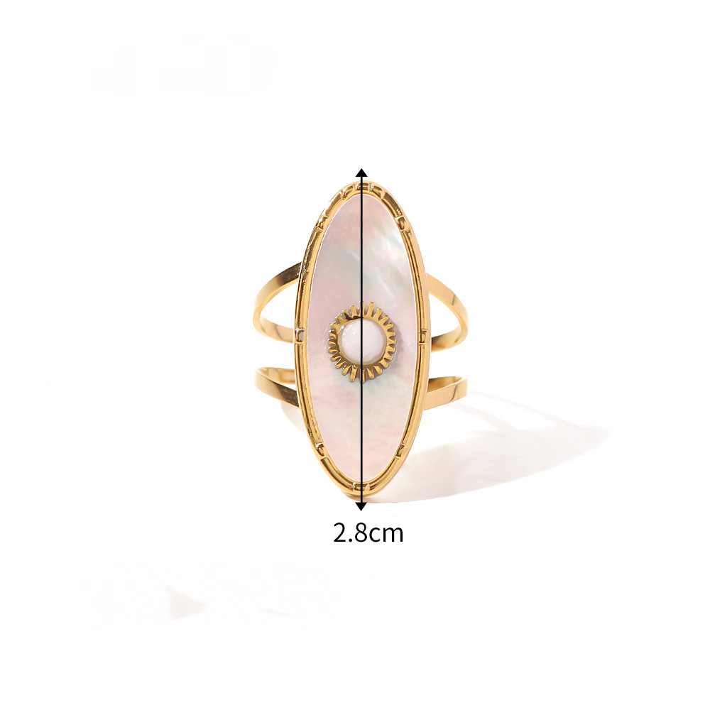 Mio Queena - 18K Gold-plated Stainless Steel Inlaid Stone Rings - FGS/CS