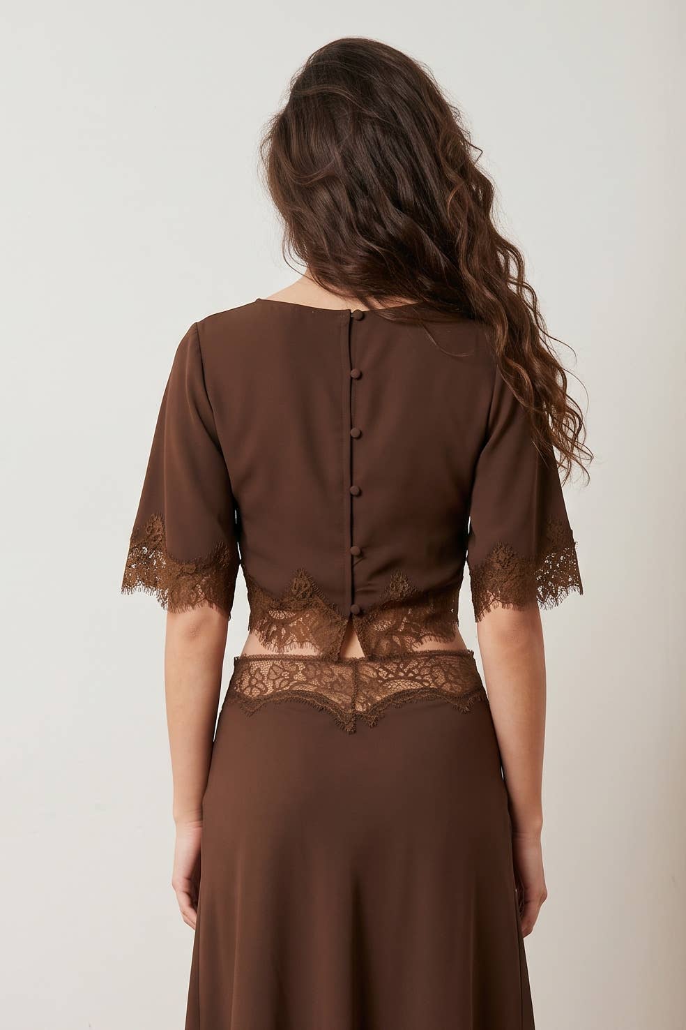 Edit by Nine - LACE HEM TWILL SATIN CAPE TOP