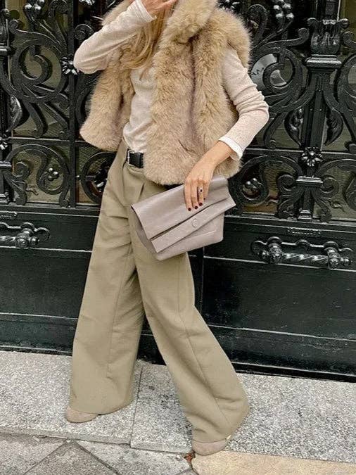 alberalkirk - Faux Fur Vest Women Beig