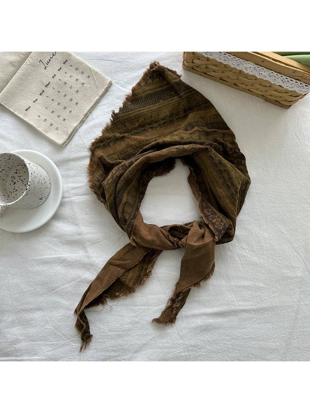 Funkyrel® Atzbranding Limited - Scarvii - Retro Washed Frayed Trim Triangle Scarf