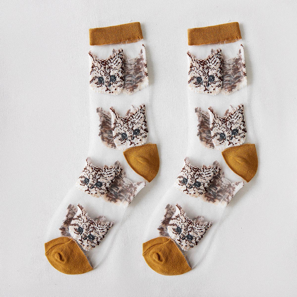 Funkyrel® Atzbranding Limited - Rufia – Sheer Cat Pattern Ankle Socks | Lightweight & Breathable