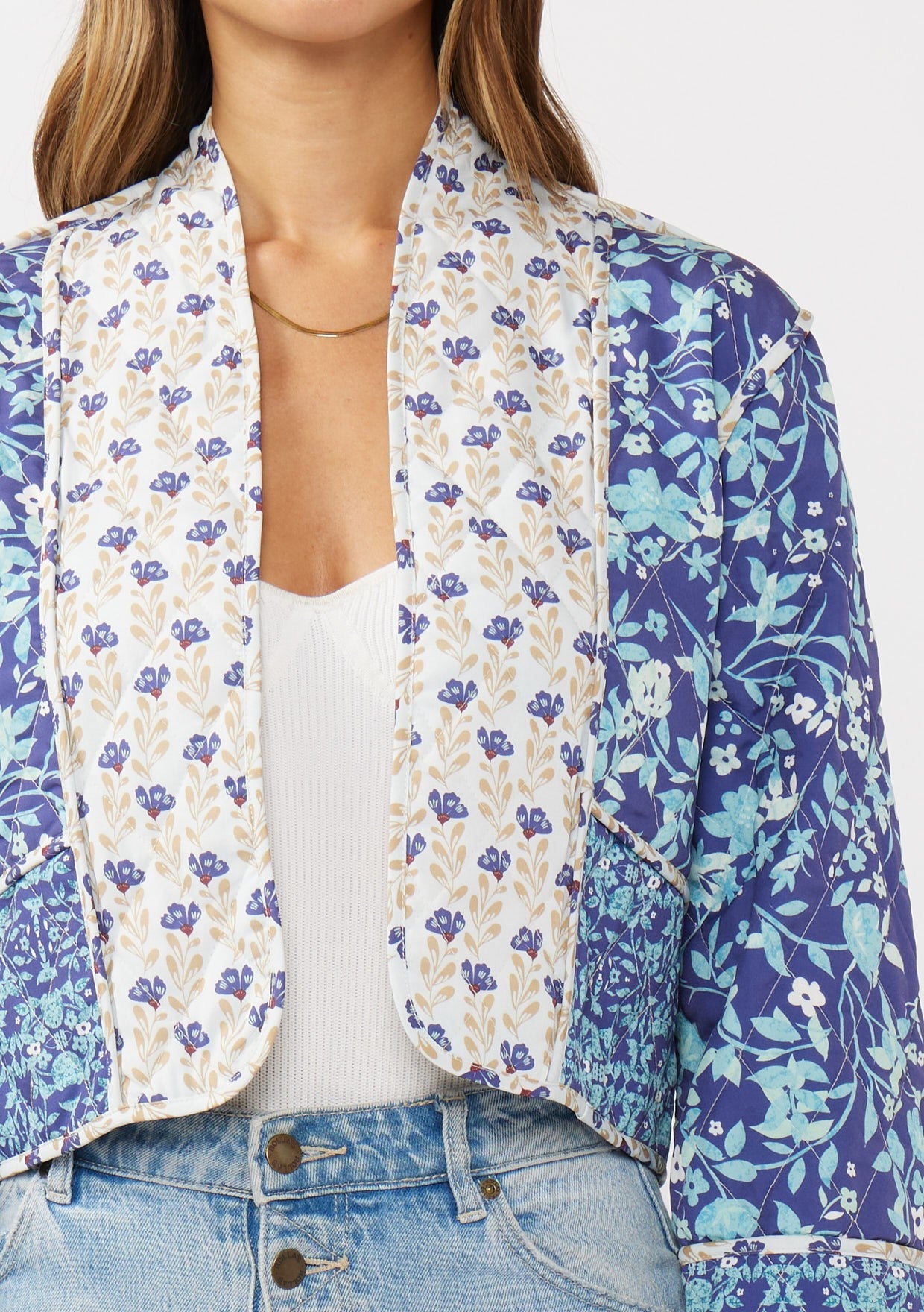 Floral Print Reversible Quilted Jacket