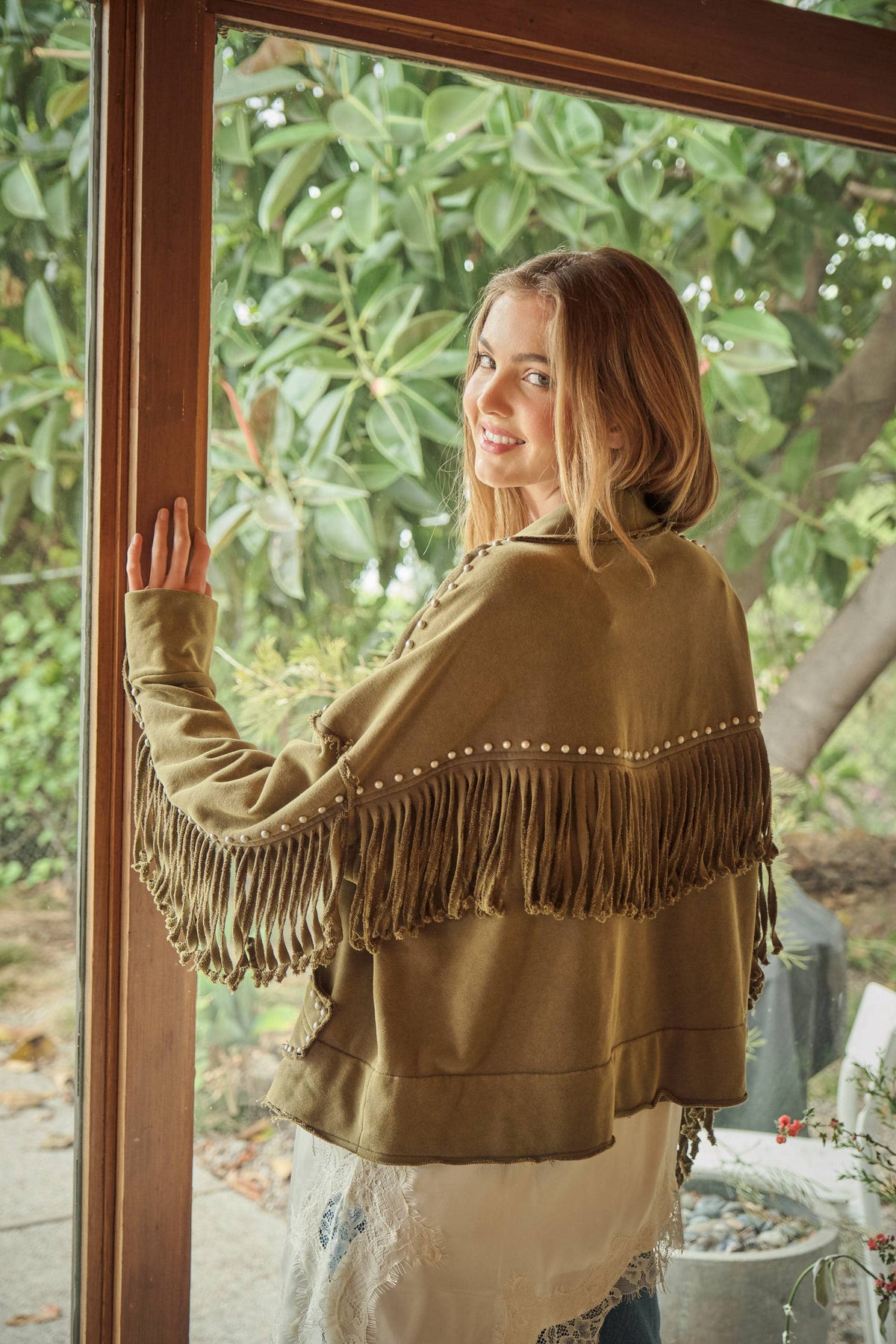 Blue B - 33625J Washed French Terry Fringe Cardigan