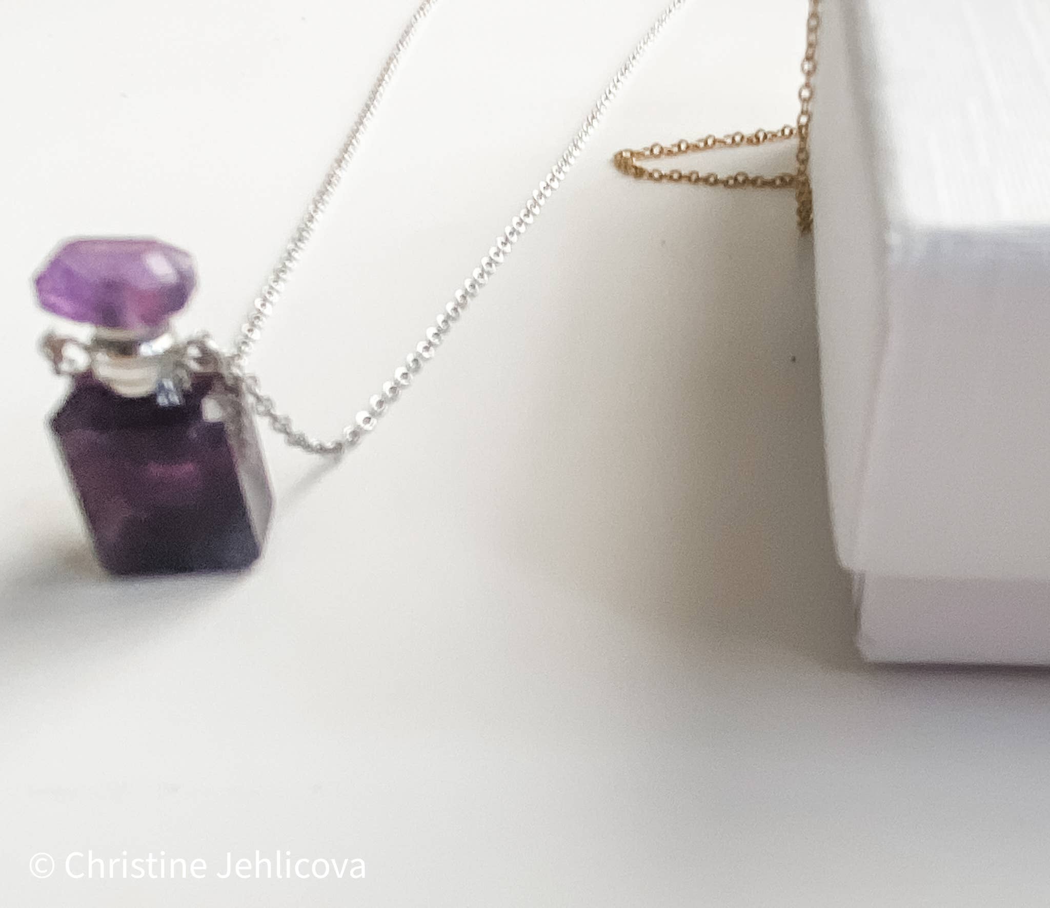 HoopLa - Gemstone Mini Perfume Bottle Crystal Necklace