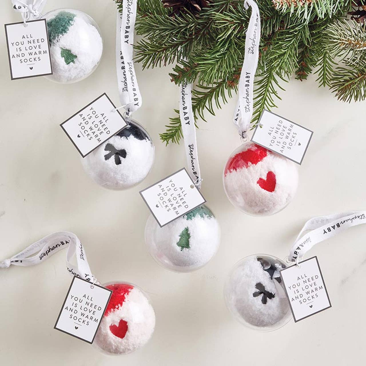 Stephan Baby by Creative Brands - Round Ornament + Pair of Socks - Heart