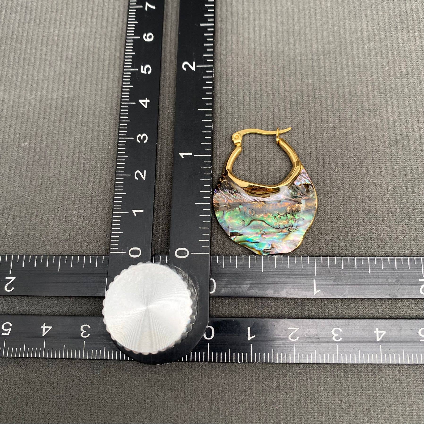Mio Queena - Abalone Shell 18K Gold Plated S.Steel Hoop Earrings