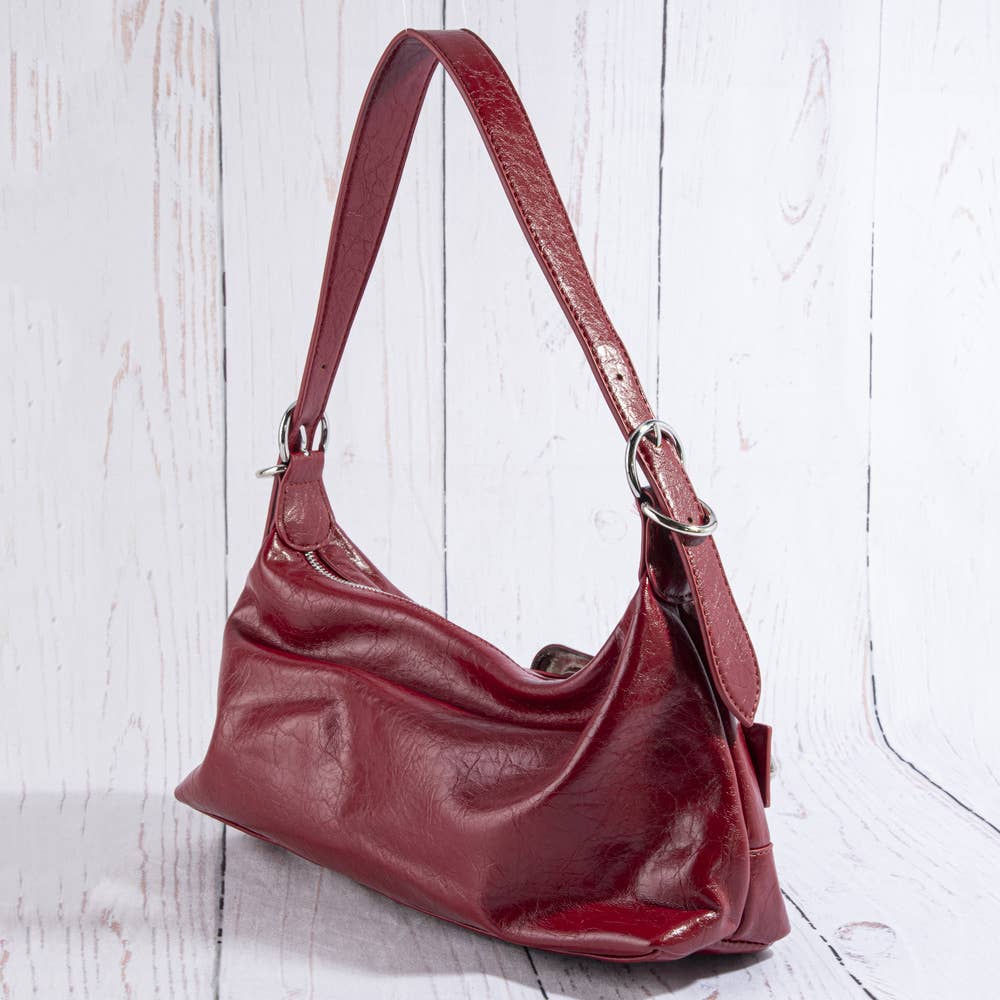 Collections by Fame Accessories - Studded Western Buckle Vegan Leather Shoulder Bag