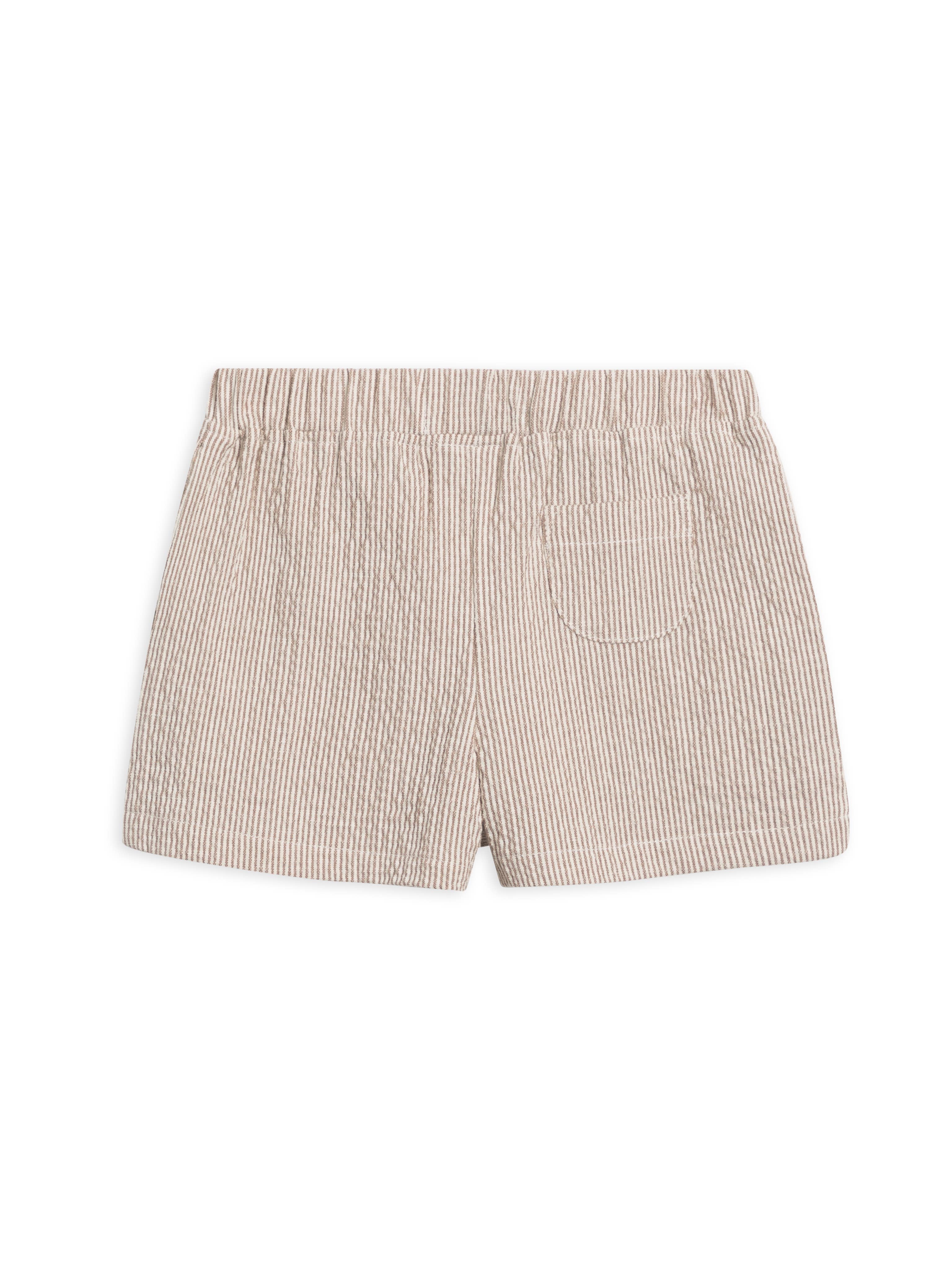 Colored Organics - Organic Kids Nixie Seersucker Short - Shore Stripe / Truffle