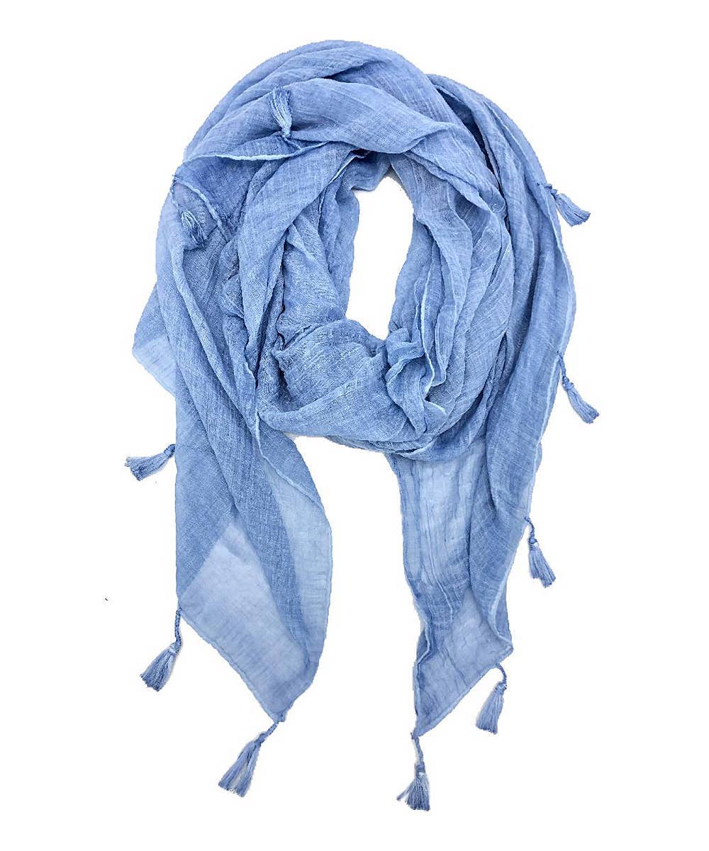 Solid Tassel-Trim Scarf