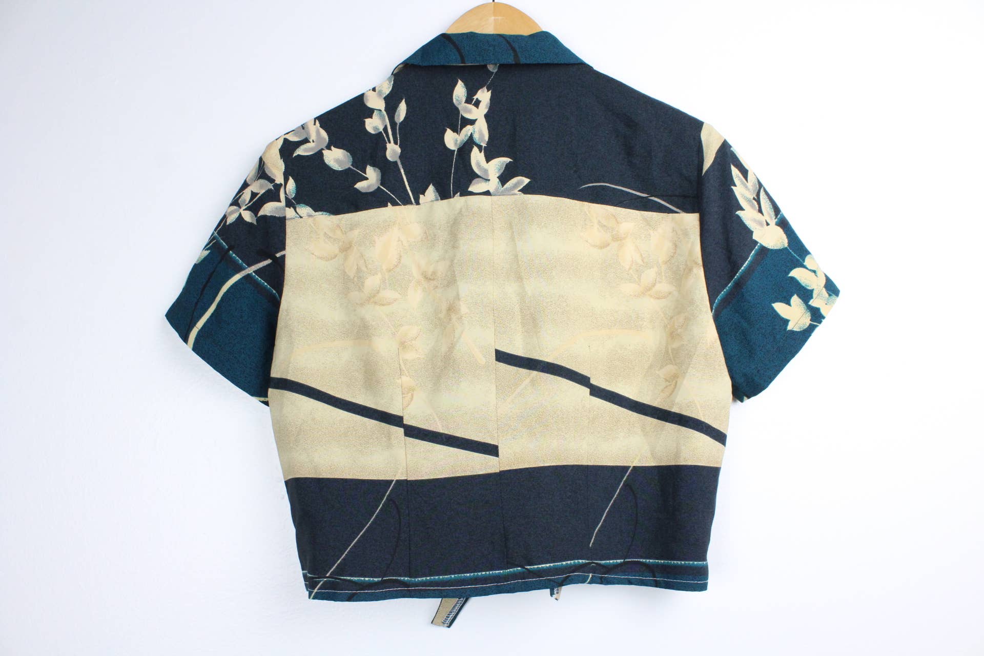 Reworked Vintage Short-Sleeve Button Up Blouse - Tied Front