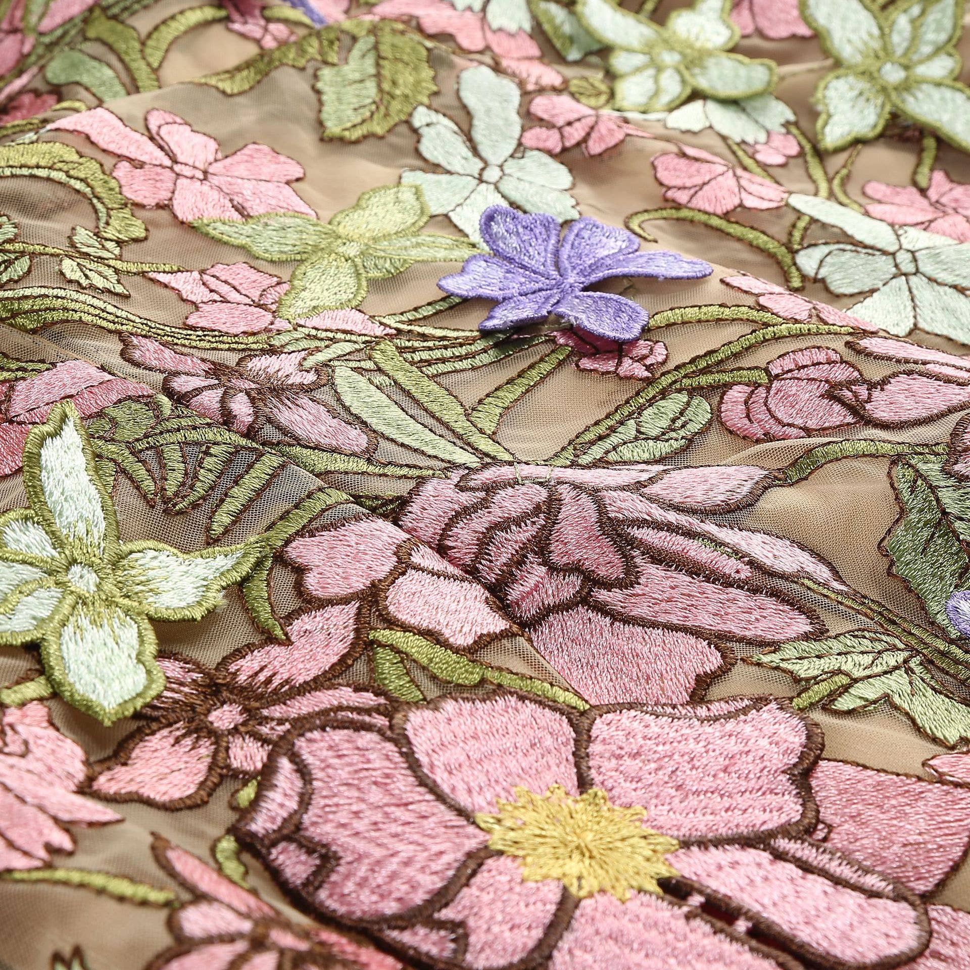 Productseeker - 22Y Elegant Sleeveless Floral Embroidered Sheer Mini Dress