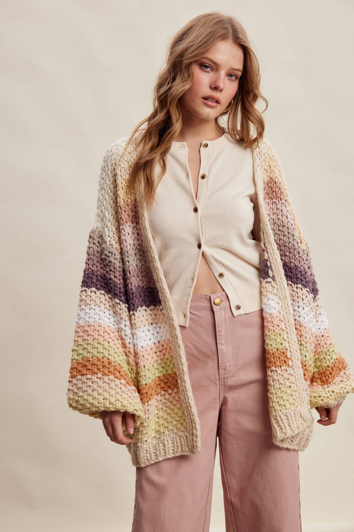 Listicle - Rainbow Hand-Crochet Open Cardigan LSW0620