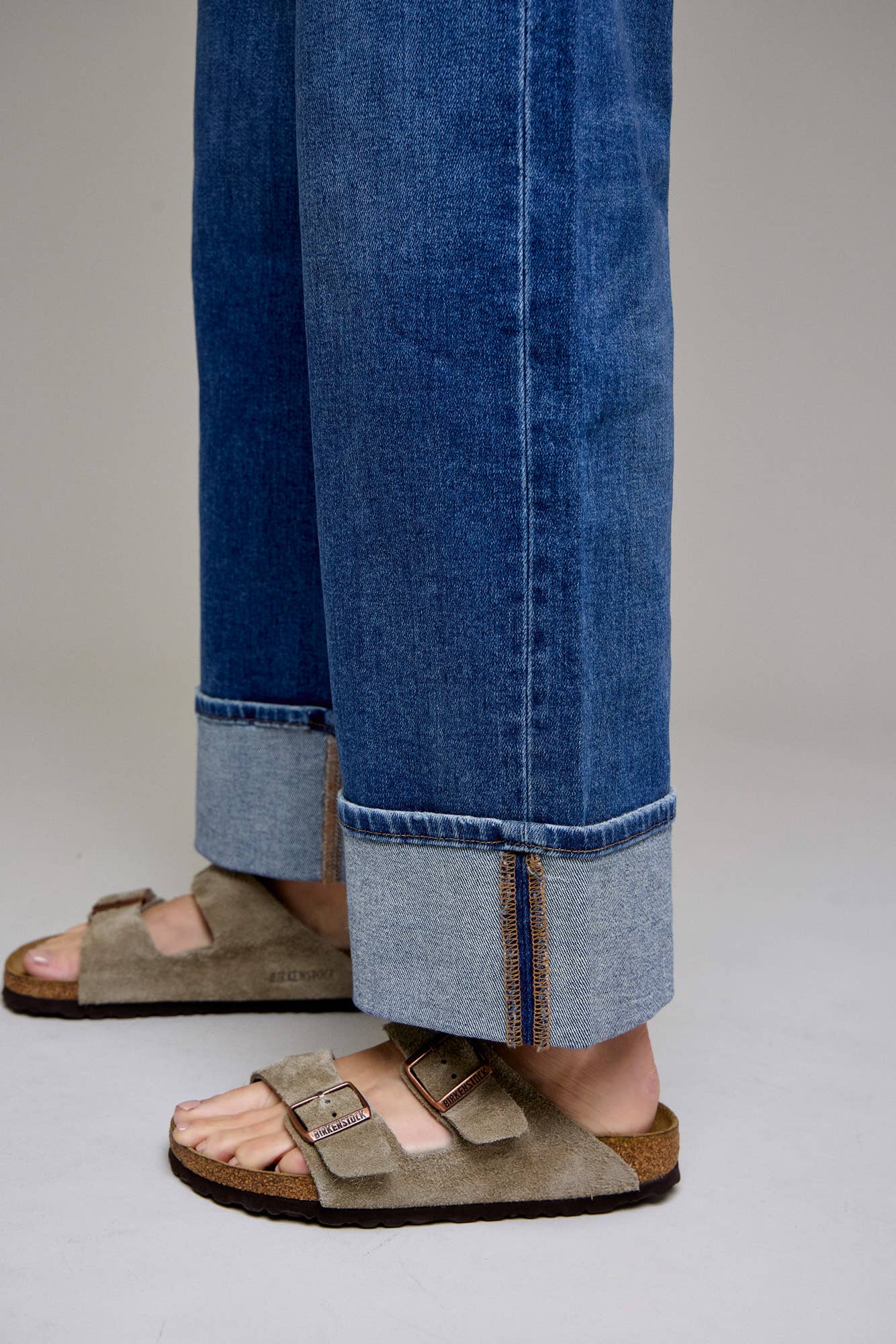 Hidden Jeans - Dark Wash Cuffed Stretch Clean Dad Jean