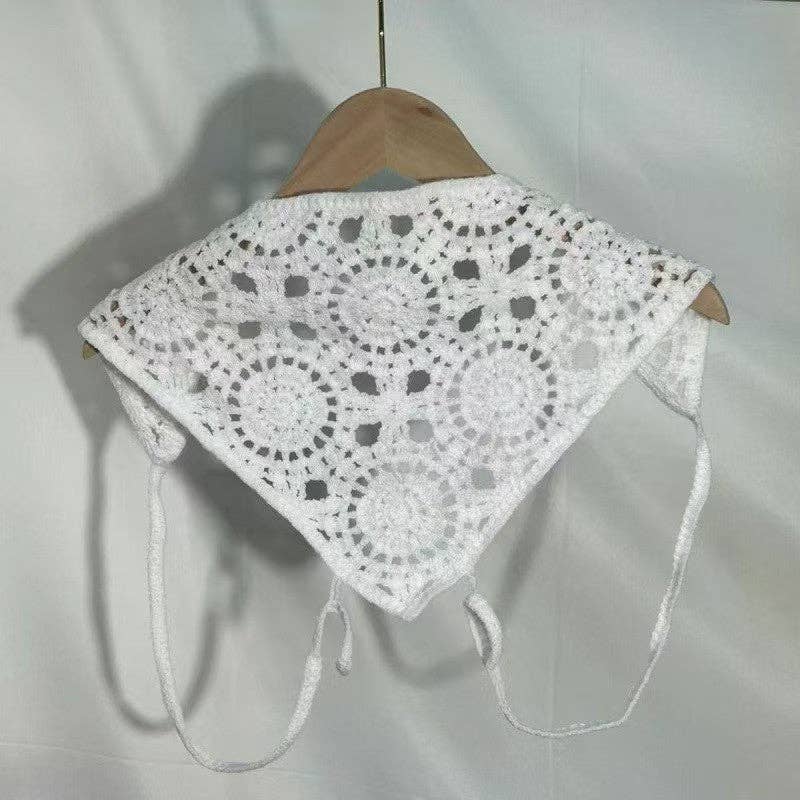 Solid Color Hollow Out Knit Triangle Headscarf