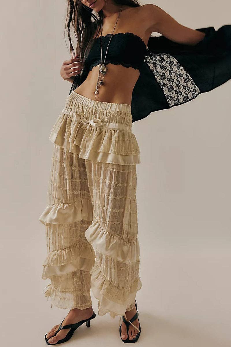 Soli Echo - Ruffled Layered Casual Pants