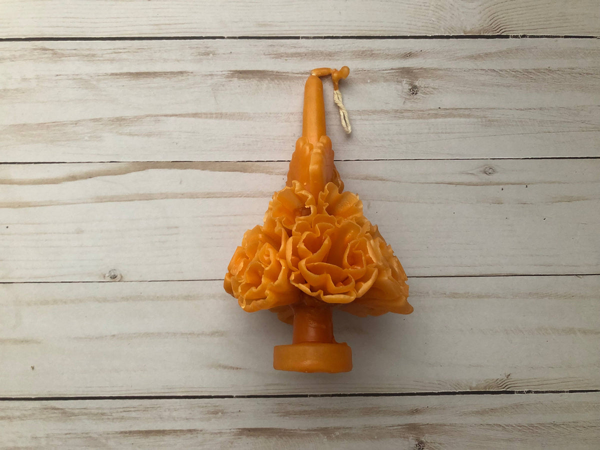 Viva Greetings - Mustard Oaxaca Marigold Day of the Dead Candle