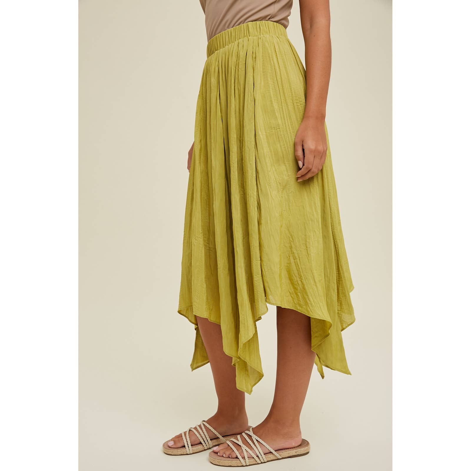 CRINKLE HANDKERCHIEF MIDI SKIRT