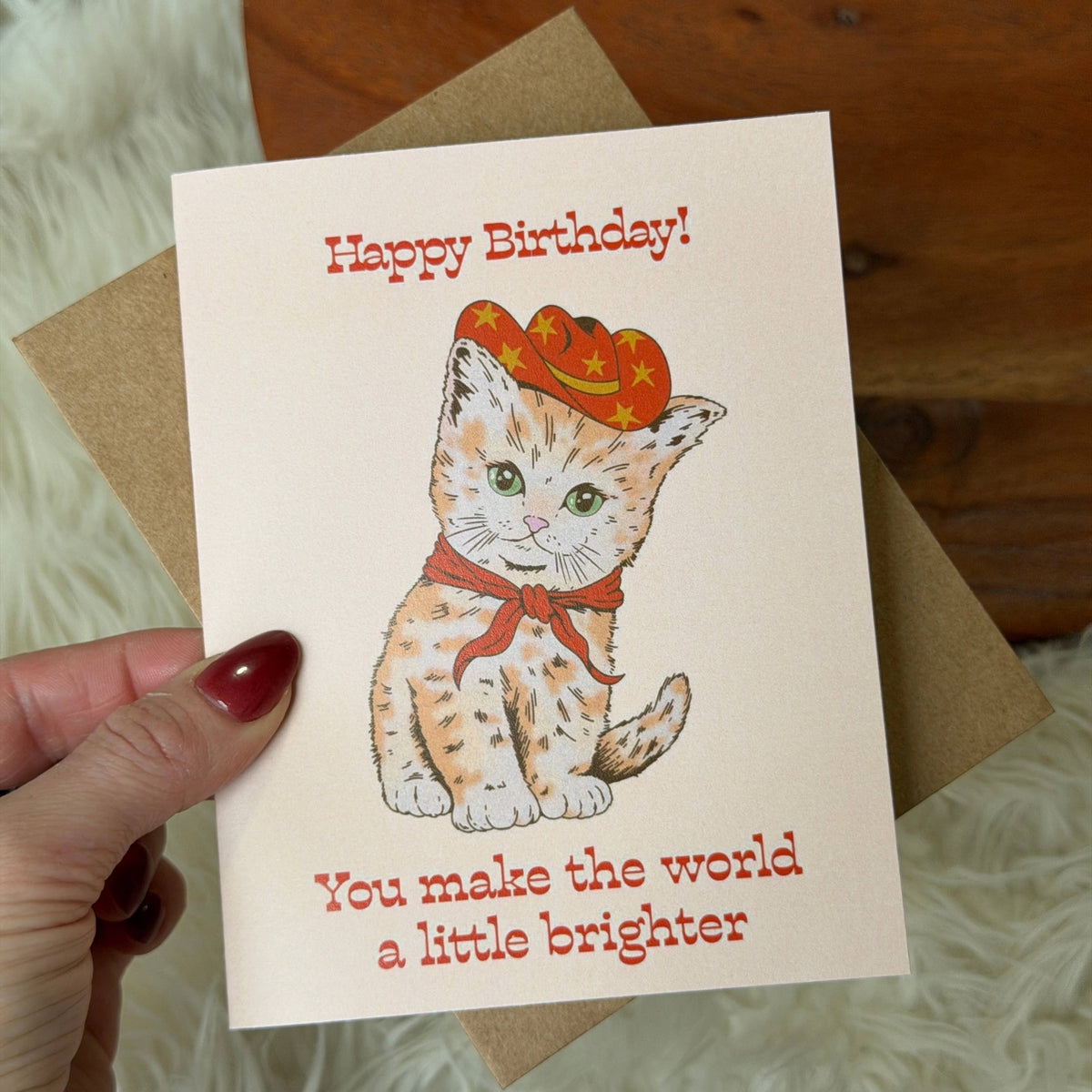 Big Moods - "You make the world a little brighter" Cat Birthday Card