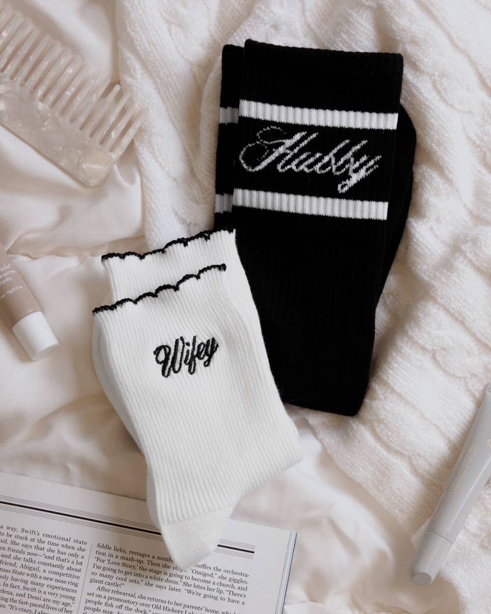 xo, Fetti - Wifey and Hubby Socks | bachelorette, wedding, couples