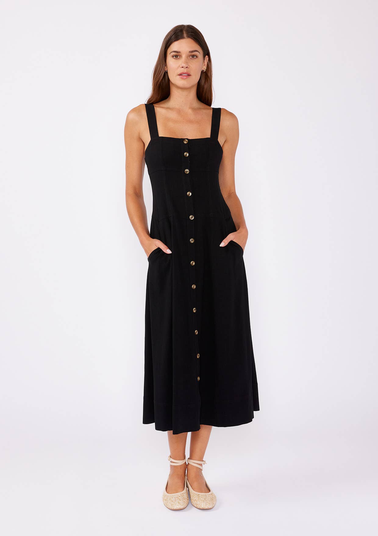 Lovestitch - Square Neck Corset Midi Dress