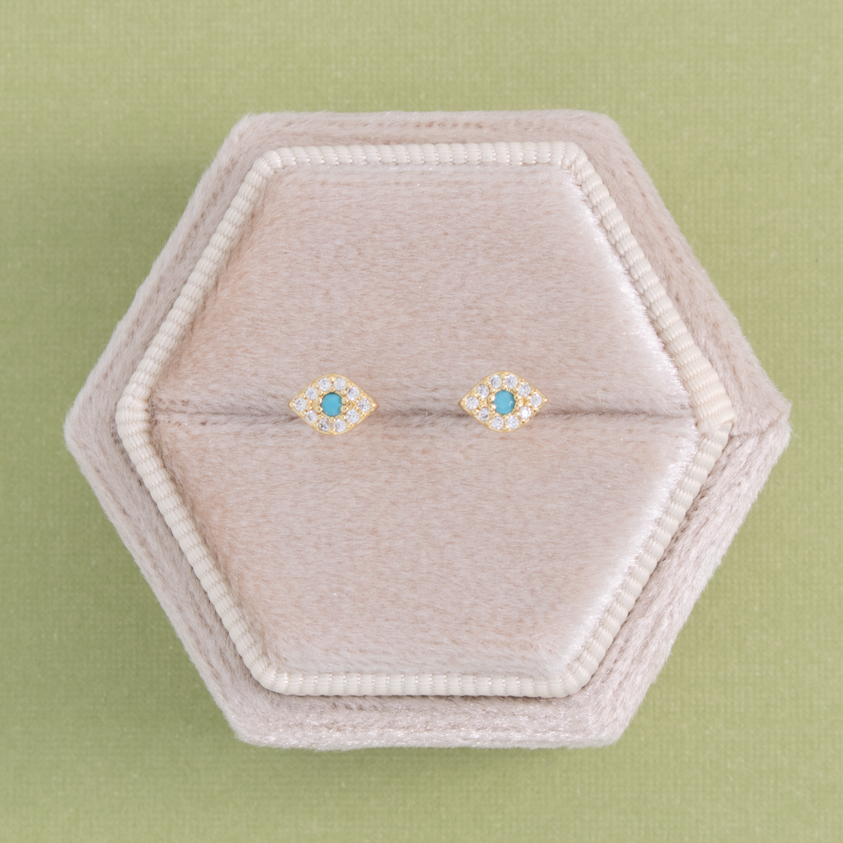 Splendid Iris - CZ Evil Eye Studs on Velvet Tag