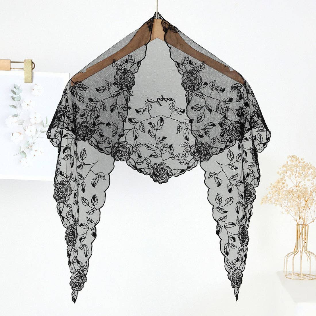 Funkyrel® Atzbranding Limited - Scarvii - Romantic Rose Mesh Triangle Scarf
