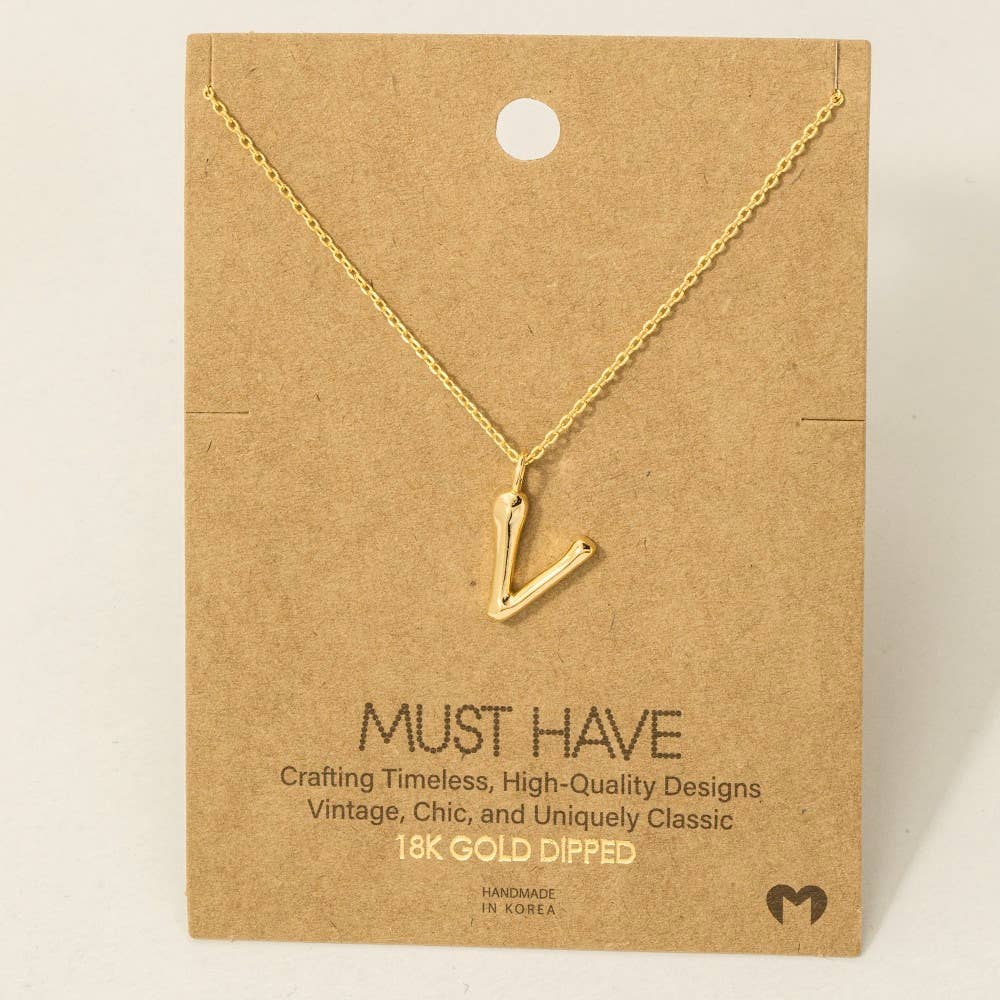 Fame Accessories - Gold Dipped Bubble Letter Pendant Necklace