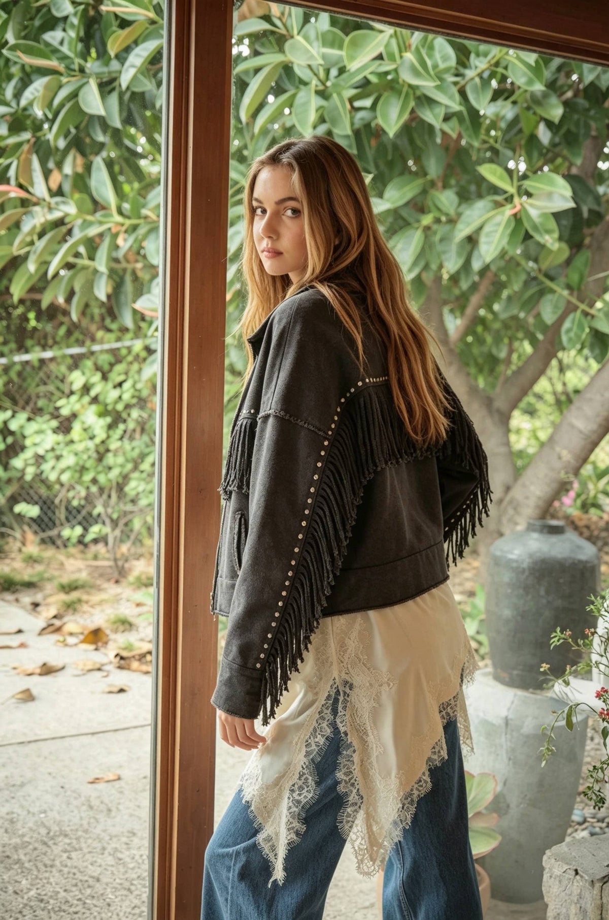Blue B - 33625J Washed French Terry Fringe Cardigan