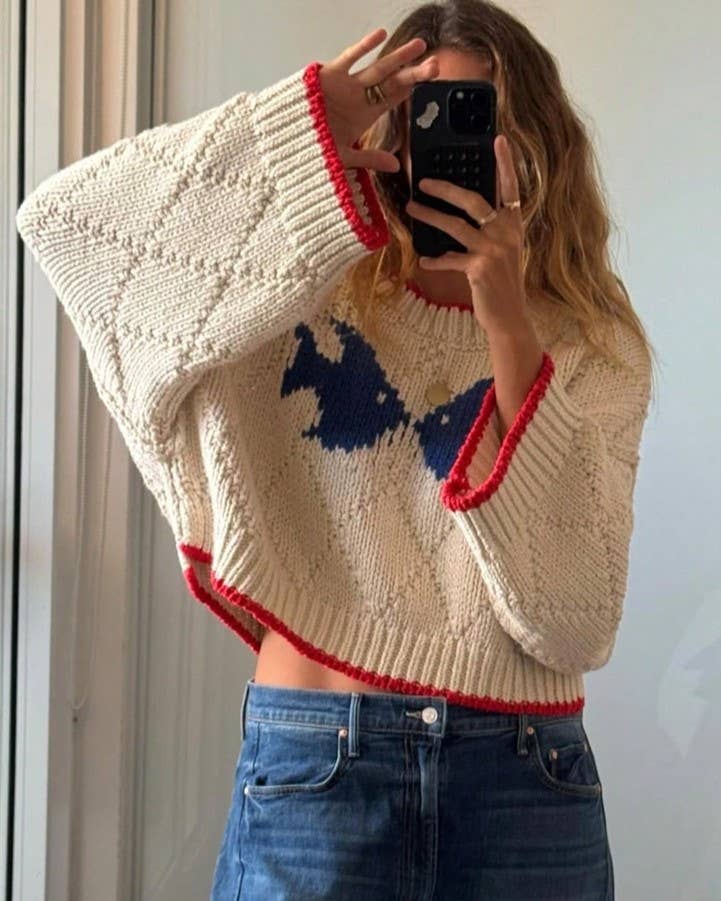 Ocean Fish Trim Crew Sweater